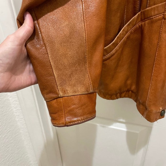 Vintage Friitala Cognac Brown Leather Bomber Jacket 10 - Picture 8 of 9